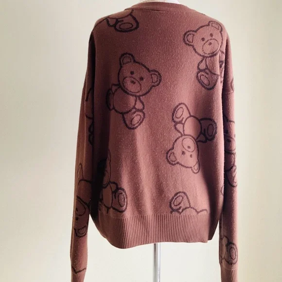 Garage Brown Teddy Bear Print Sweater - Picture 3 of 3